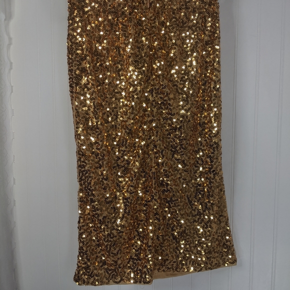 PRETTY GUIDE Gold Sequin Bodycon Pencil Skirt NWT Sz L - Picture 8 of 13